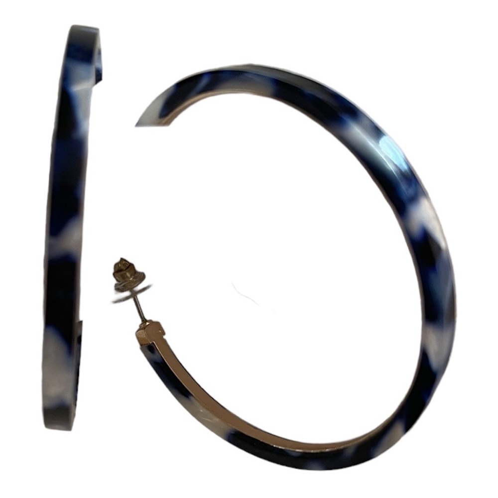 Elegant Blue and White Hoop Earrings